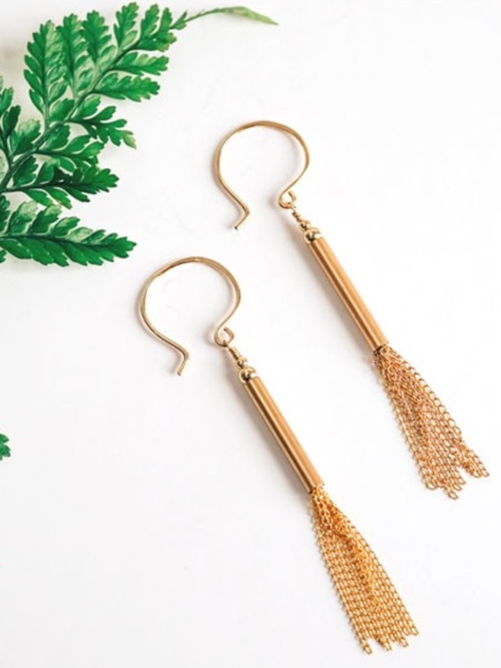 Favor Jewelry Chain Tassel Flare Earrings 14k gold fill nickel-free